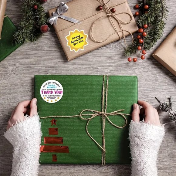 NEW 500 Stickers Please Leave A Review Thank You Round Business Stickers - Picture 3 of 4